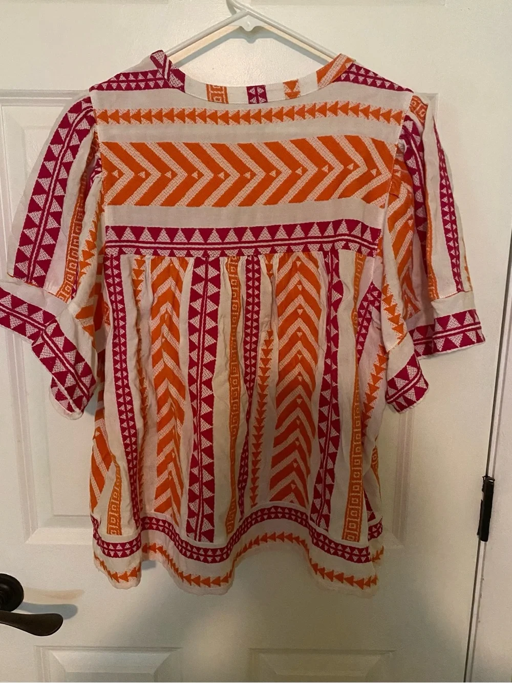 Old Navy Colorful Orange & Fuchsia Geometric Tunic SZ XL - Picture 2 of 6